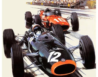 Vintage 1967 Monaco Grand Prix Racing Poster Print