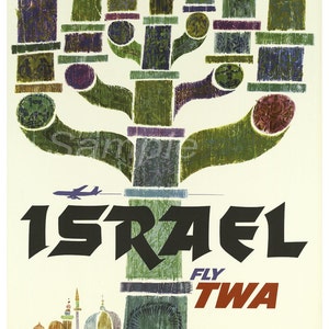Vintage Israel TWA Travel Poster Print
