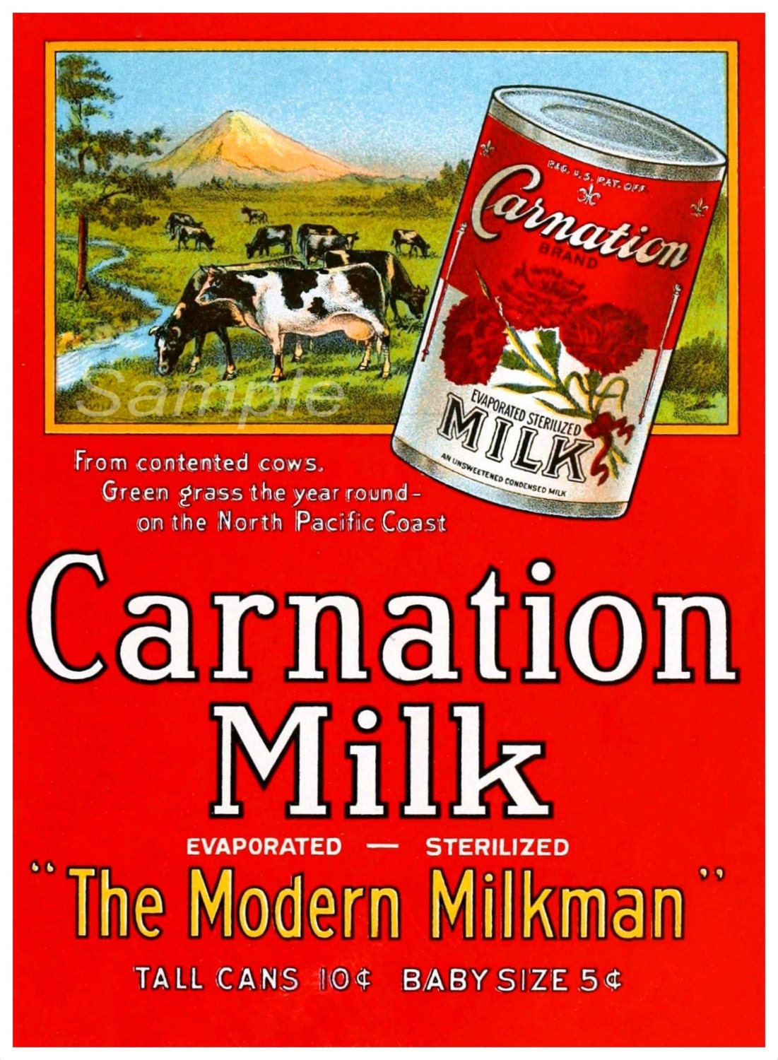 Vintage Carnation Milk Advertising Poster Print Etsy UK