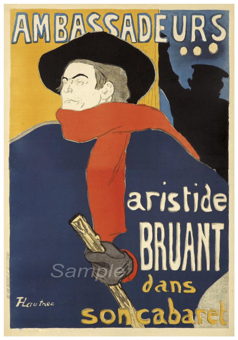 Vintage Aristide Bruant Toulouse Lautrec Poster Print image 1