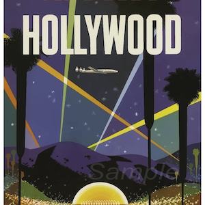 Vintage Hollywood TWA Travel Poster Print
