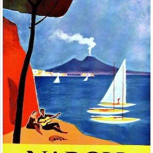 Vintage Napoli Italy Travel Poster Print