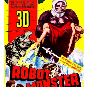 Impresión de póster de película de monstruo robot vintage