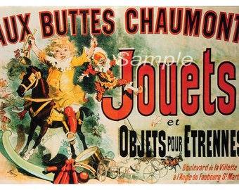 Vintage Aux Buttes Chaumont Advertising Poster Print