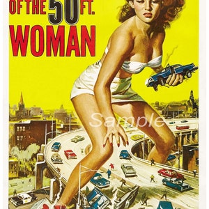 Vintage Attack of the 50ft Woman Movie Poster Print