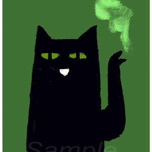 BC04 Vintage schwarze Katze Kaffee Werbeplakat Druck