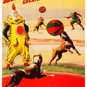 Vintage Barnum and Bailey Football Hunde Werbeplakat Print