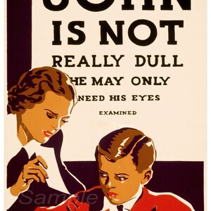 Vintage Sehkraft-Test Gesunde Augen Werbeplakat-Druck