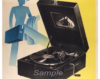 Vintage 1930's Gramophone Advertising Poster Print