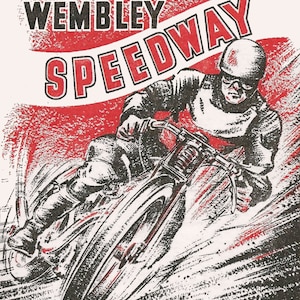Vintage 1946 Wembley Speedway Motorbike Racing Poster Print