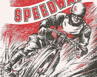 Vintage 1946 Wembley Speedway Motorbike Racing Poster Print