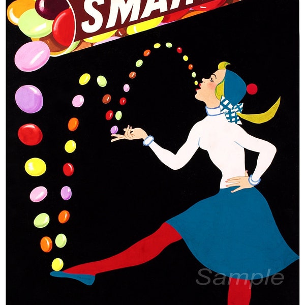 Vintage Smarties Sweets Advertising Poster Print