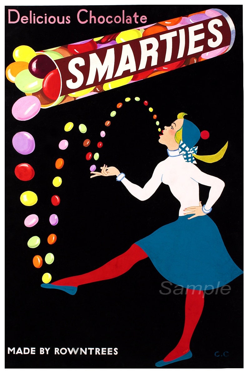 Vintage Smarties Sweets Advertising Poster Print image 1