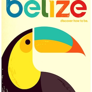 Vintage Belize Travel Poster Print