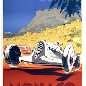 Vintage 1935 Monaco Grand Prix Racing Poster Print