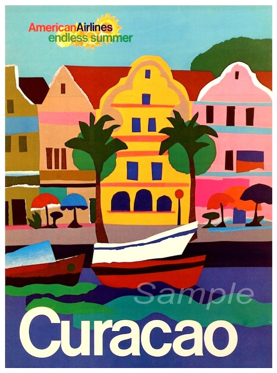 Hawaii American Airlines Vintage Travel Poster re print Print old A4 A3 A5