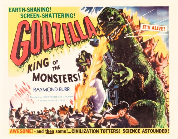Vintage 1956 Godzilla Movie Poster Print UK
