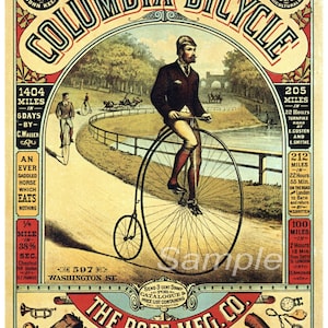 Vintage Penny Farthing Fahrrad Werbung Poster Print
