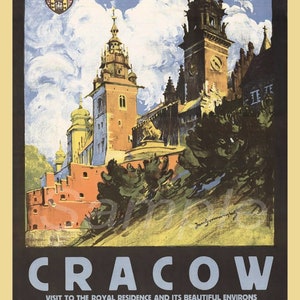 Vintage Cracow Poland Travel Poster Print