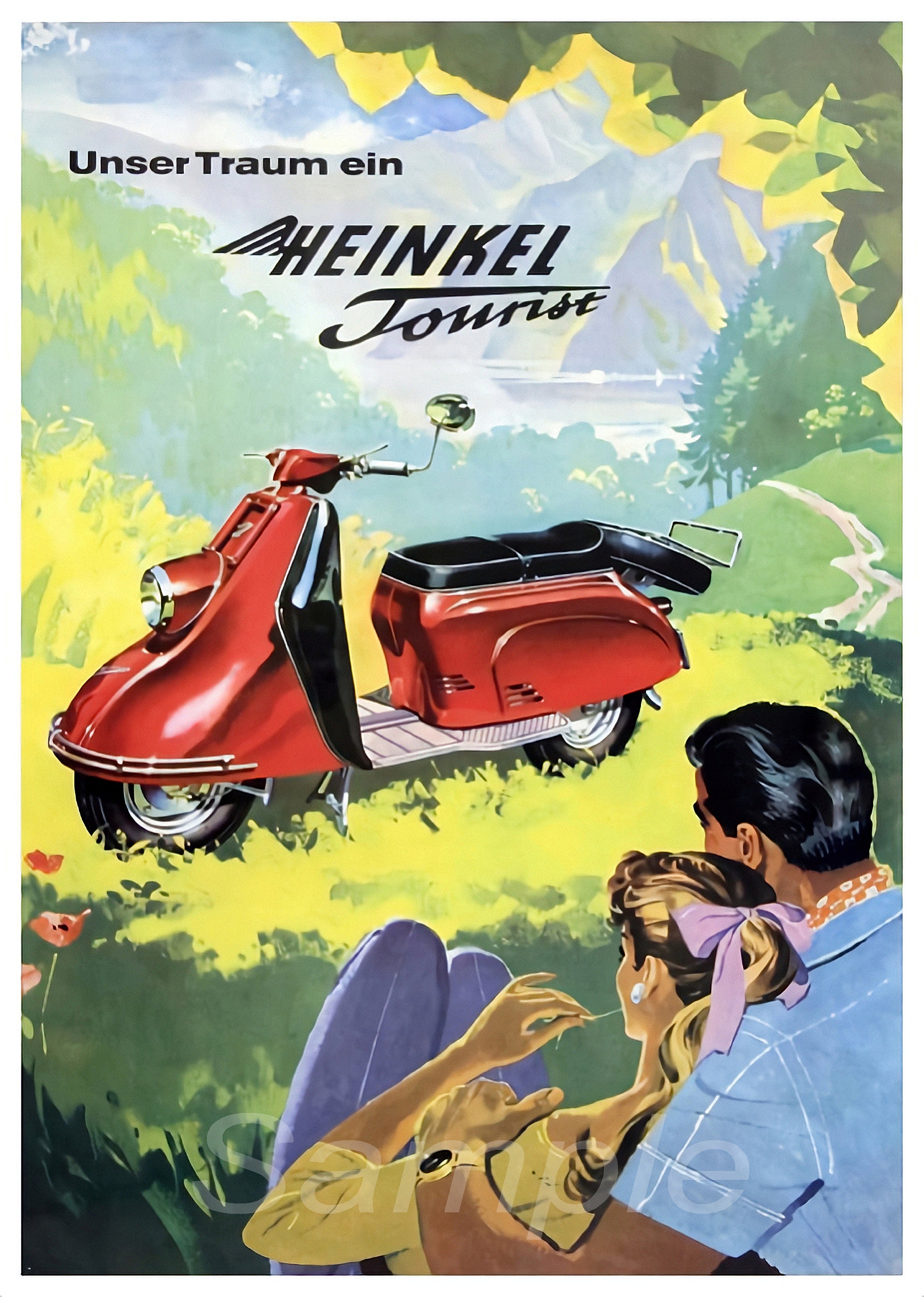 navigation nikkel Kreta Vintage Heinkel Tourist Scooter Poster Print - Etsy