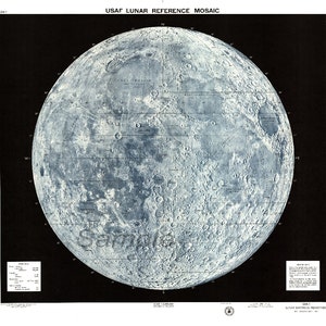 Póster vintage del mapa lunar de la USAF de 1965