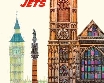 Vintage London TWA Travel Poster Print