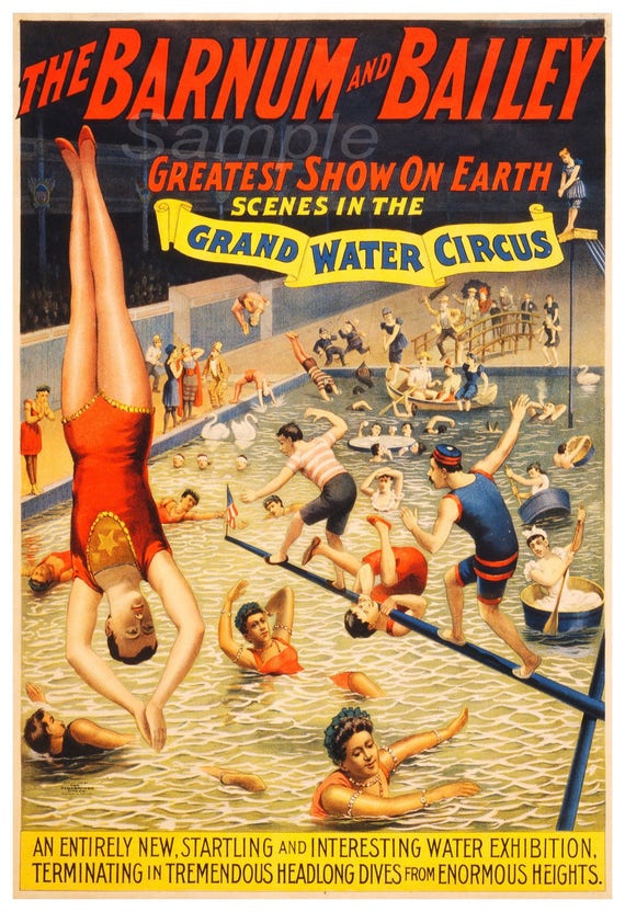 Vintage Grand Water Circus Barnum And Bailey Advertising Etsy