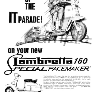 Vintage Lambretta 150 Werbeplakat Print