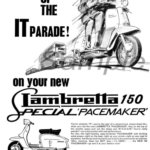 Vintage Lambretta 150 Advertising Poster Print