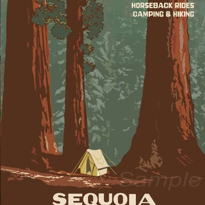 Vintage Sequoia National Park California Poster Print