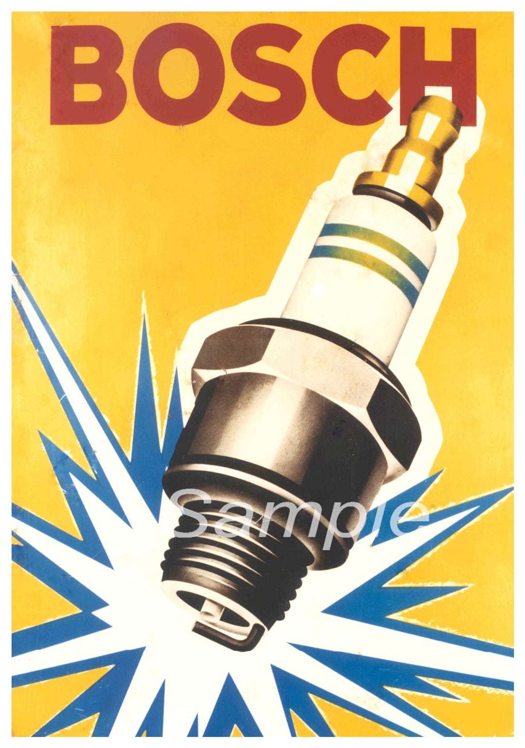Vintage Bosch Spark Plug Advertising Poster Print Etsy