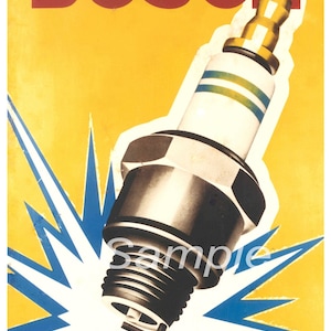 Vintage Bosch Zündkerze Werbeplakat Druck