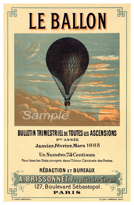 VINTAGE FRENCH CIRCUS BALLOON ADVERTISING A2 POSTER PRINT