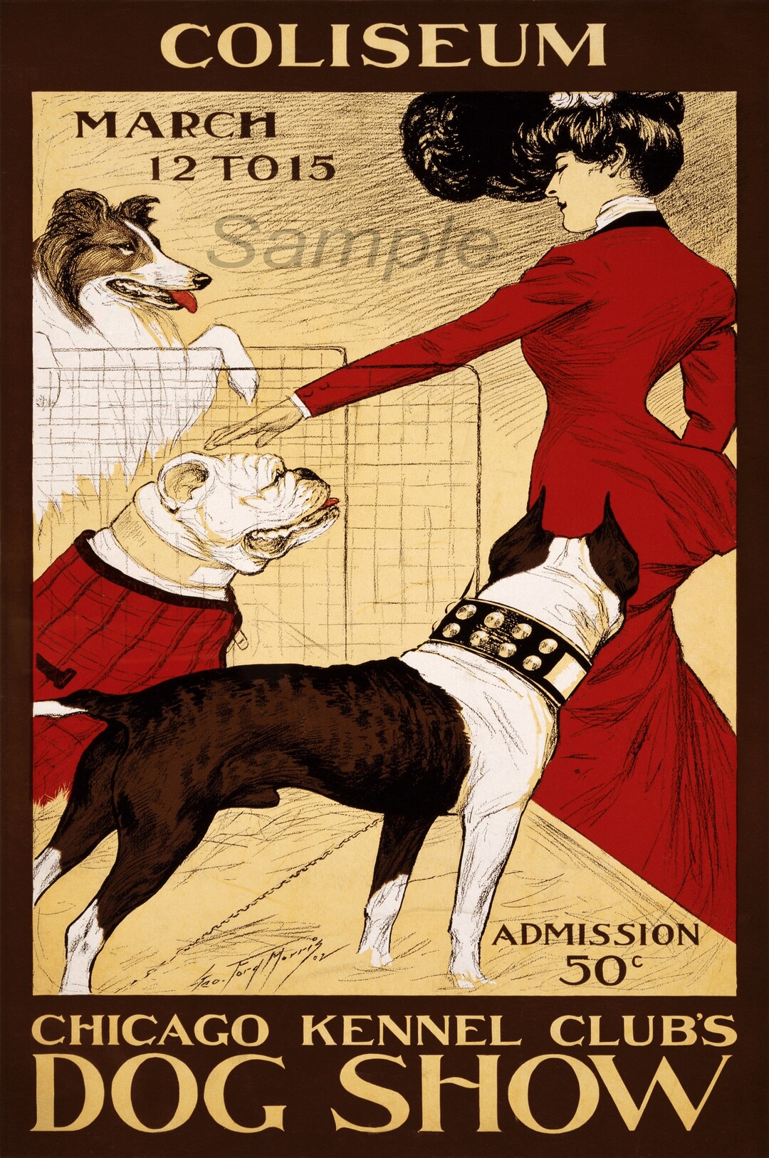 Vintage Chicago Dog Show Kennel Club Poster Print Etsy