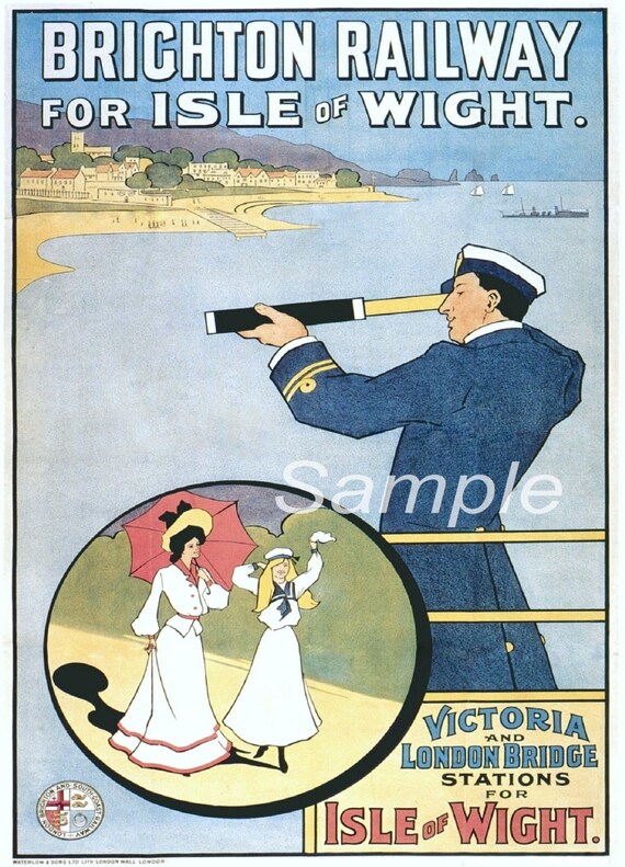 VINTAGE BRIGHTON RAILWAY ISLE OF WIGHT A2 POSTER PRINT