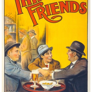 Stampa di poster pubblicitari vintage di tre amici per birra/pub