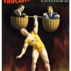 Vintage The Sandow Strong Man Lifting Poster Print