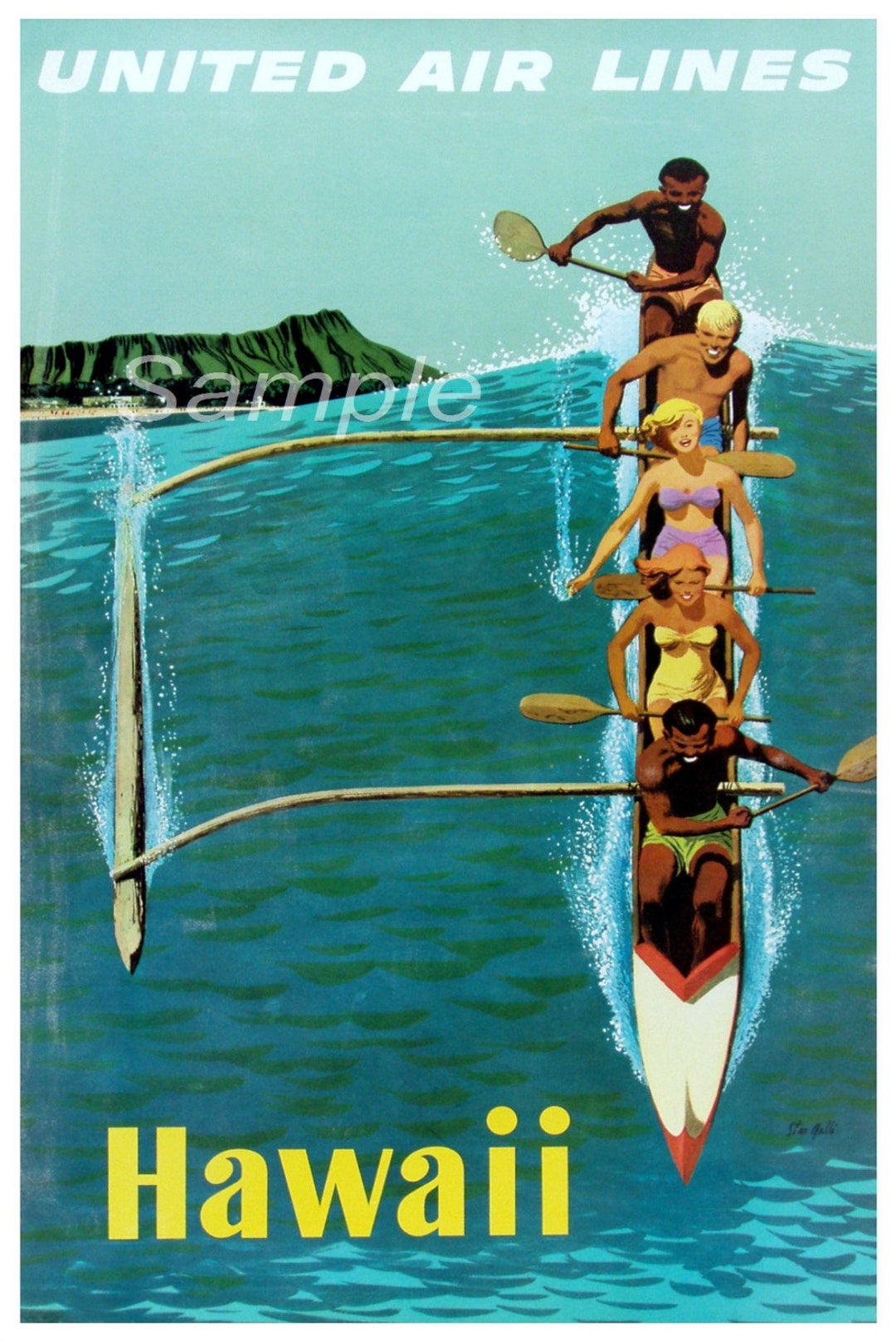 Vintage Hawaii Air Lines Poster Print - Etsy