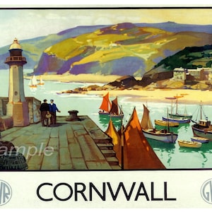 Vintage Cornwall GWR Railway Poster Print