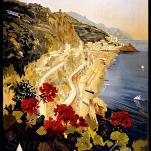 Vintage Amalfi Italy Travel Poster Print