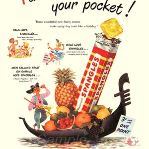 SS03 Vintage Spanangles Sweets Werbe-Plakat
