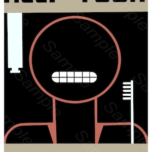 Impresión de póster publicitario vintage con el lema "Mantén tus dientes limpios"