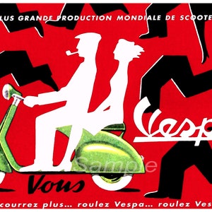 VA03 Impresión de póster publicitario de Vespa vintage de 1954