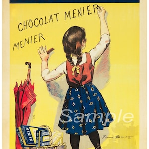 Impresión de póster publicitario francés vintage de Chocolat Menier