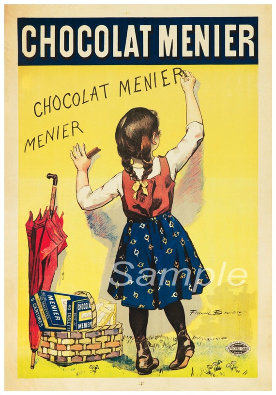 Vintage Chocolat Menier French Advertising Poster Print 