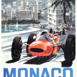 Vintage 1965 Monaco Grand Prix Racing Poster Print