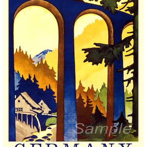 Vintage Germany Black Forest Travel Poster Print
