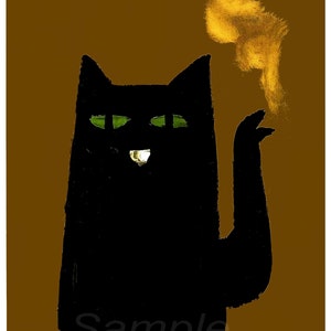 Vintage schwarze Katze Kaffee-Werbung Poster Print