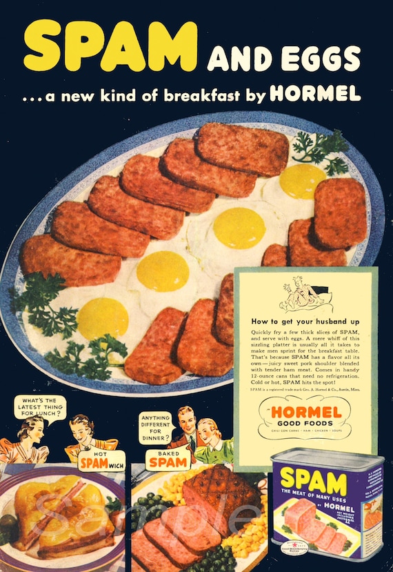 Vintage Spam and Eggs Advertising Poster Print Etsy UK