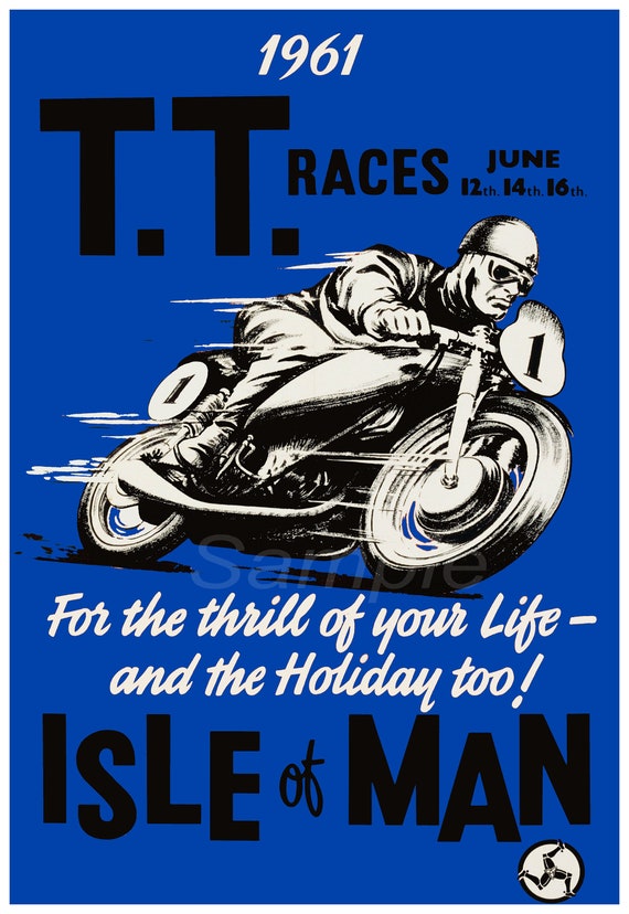 Vintage 1959 Isle of Man TT Motor Bike Racing Programme Poster Print A3//A4